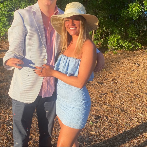 blue strapless derpy dress! super cute eyelet - Picture 3 of 3